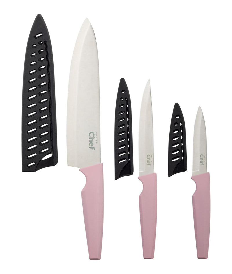 Master Chef Knife Set with Colour Soft Touch Handle, 3-pc L8