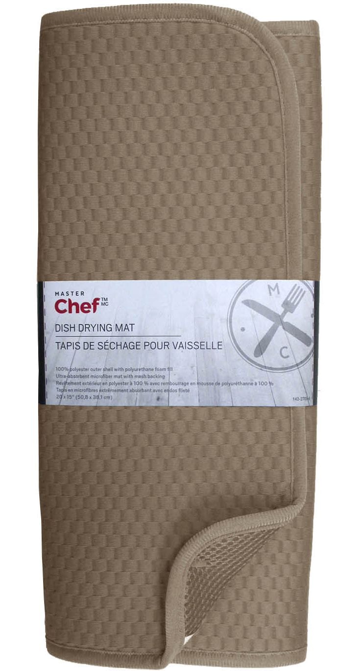 MASTER Chef Microfiber Dish Drying Mat, Reversible, 15-in x 20-in, Mushroom G9