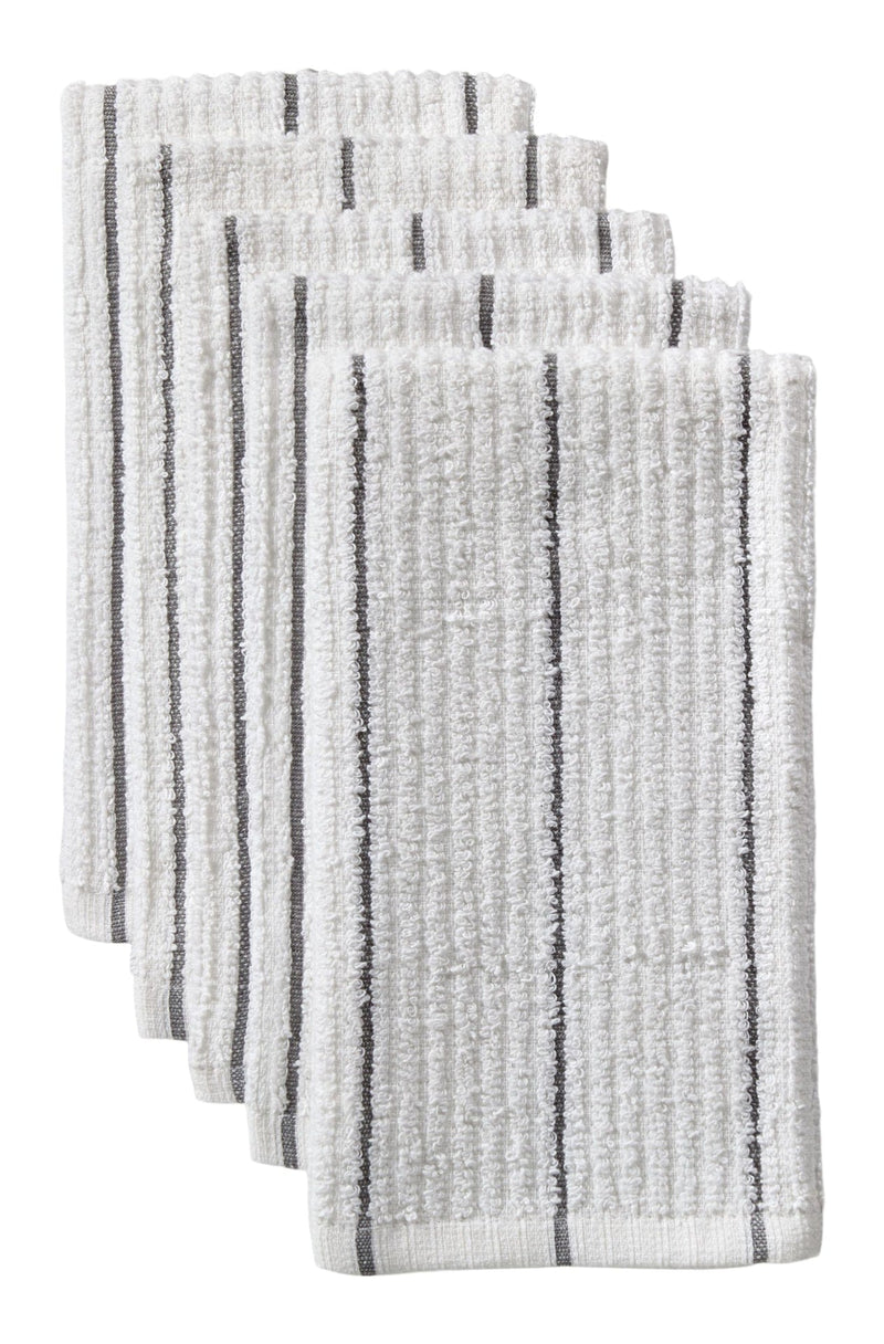 Master Chef Ribbed Stripe Bar Mop Dish Cloths, Grey Stripes, 5-pk E2