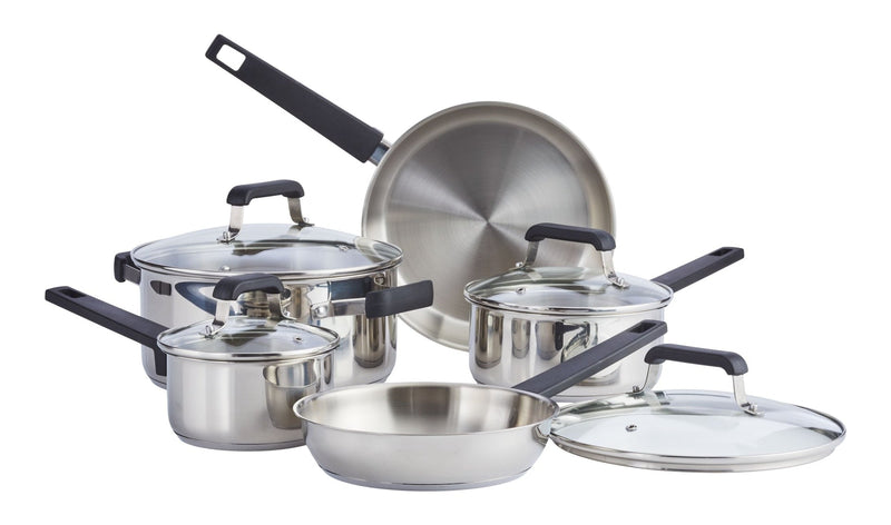 Master Chef Stainless Steel Cookware Set with Glass Lids, 9-pc R8