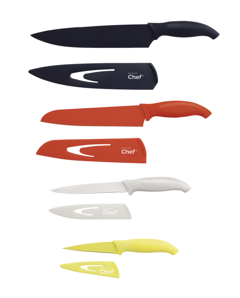 MASTER Chef Stainless Steel Knife Set with Sheaths, Dishwasher Safe, 4-pc Z7