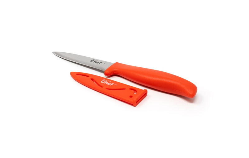 MASTER Chef Stainless Steel Paring Knife with Sheath, 3.5-in, Assorted Colours B9