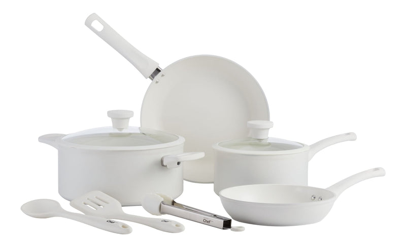Master Chef White Non-Stick Ceramic/Aluminum Cookset, 9-pc F3