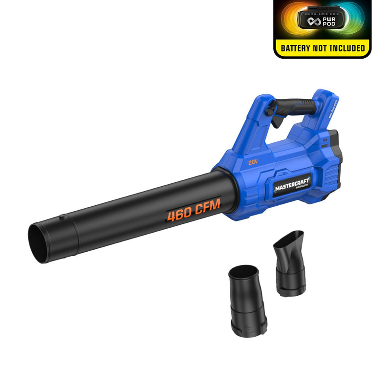 Mastercraft 20V Cordless 460 CFM Brushless Leaf Blower, Tool Only, PWR POD Compatible O3