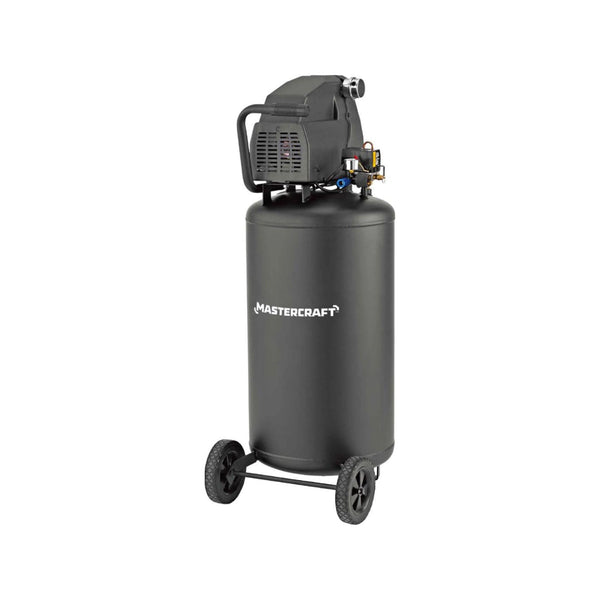 Mastercraft 26-Gallon Oil-Free Portable Vertical Air Compressor, Matte Black, 135 PSI, 1.8HP J1