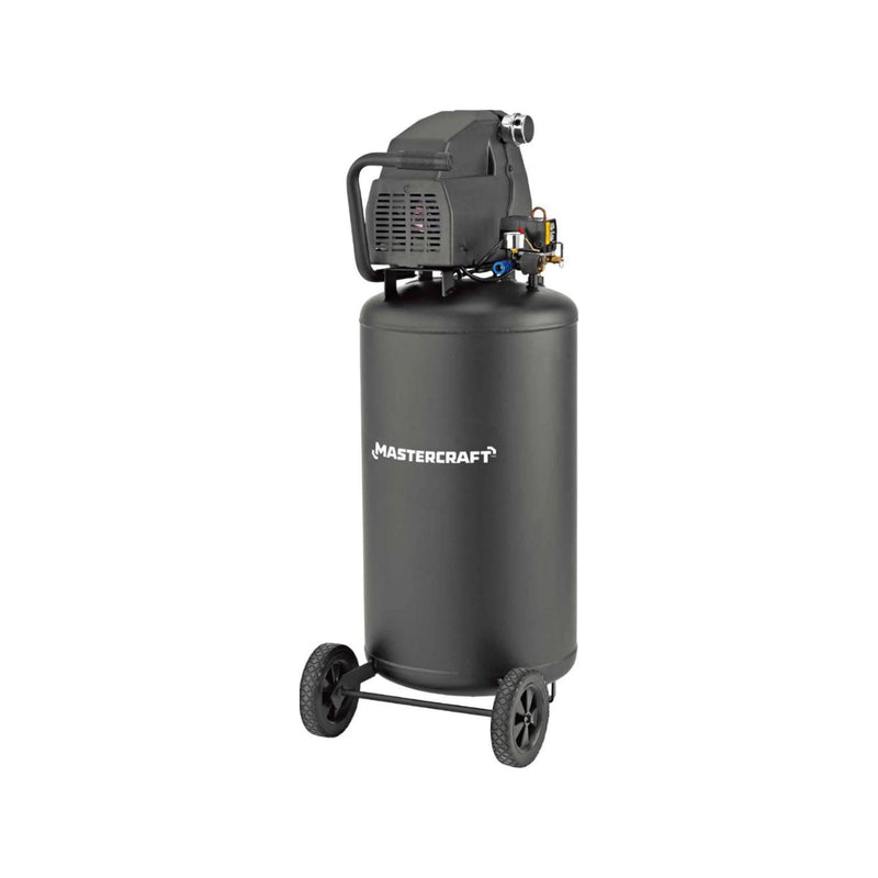 Mastercraft 26-Gallon Oil-Free Portable Vertical Air Compressor, Matte Black, 135 PSI, 1.8HP J1