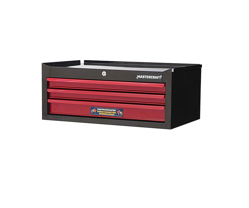 Mastercraft 3-Drawer Intermediate Tool Chest, Black & Red, 26-in T3