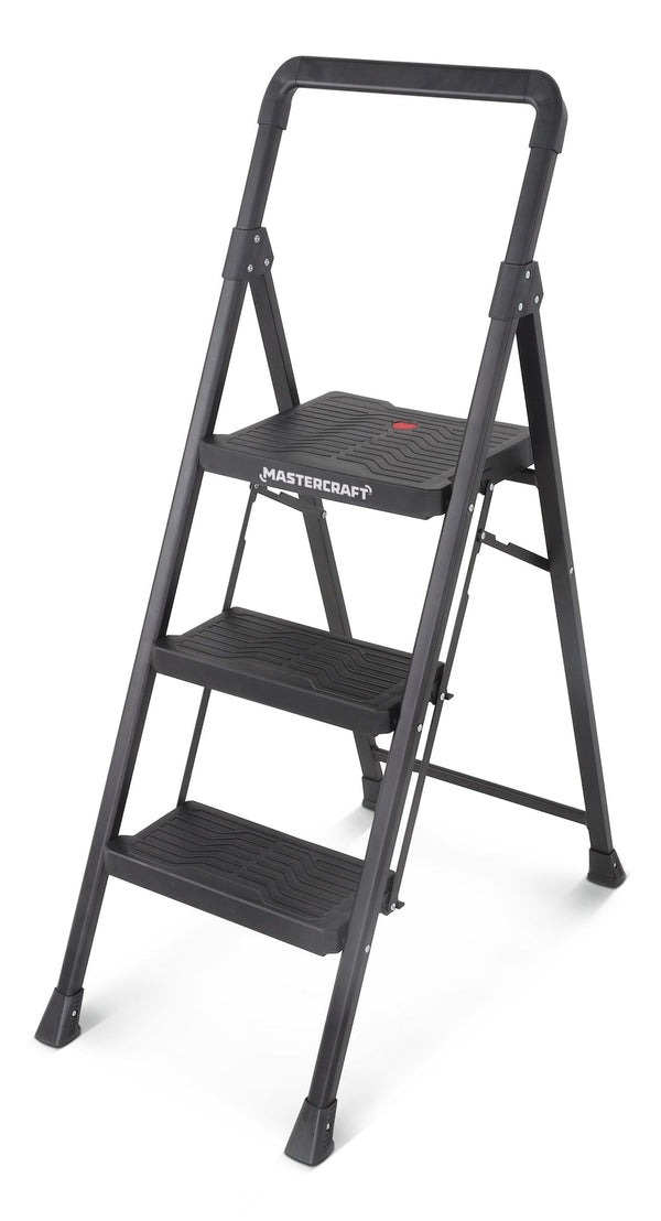 Mastercraft 3-Step Metal/Plastic Folding Step Stool, 250-lb, 3.9 ft Z9
