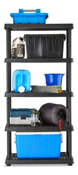 Mastercraft Adjustable 5-Shelf Resin/Plastic Storage Rack/Shelving Unit, 36 x 18 x 72-in
