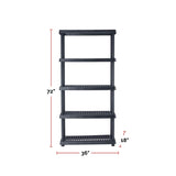 Mastercraft Adjustable 5-Shelf Resin/Plastic Storage Rack/Shelving Unit, 36 x 18 x 72-in