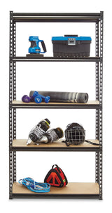 Mastercraft Adjustable 5-Shelf Steel Metal & Wood Storage Rack / Shelving Unit, 36 x 16 x 72-in