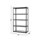 Mastercraft Adjustable 5-Shelf Steel Metal & Wood Storage Rack / Shelving Unit, 41 x 18 x 72-in