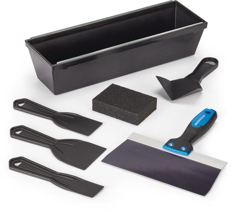 Mastercraft DIY Drywall Set with Mud Pan, Taping Knife, Corner Tool, Putty Knife & Sponge, 7-pc D9