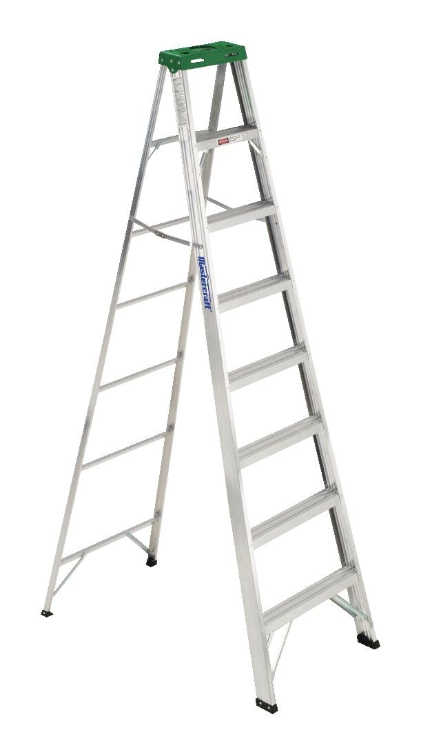 Mastercraft Grade 2 Aluminum Commercial Step Ladder, 8-ft, 225-lb Load Capacity M6