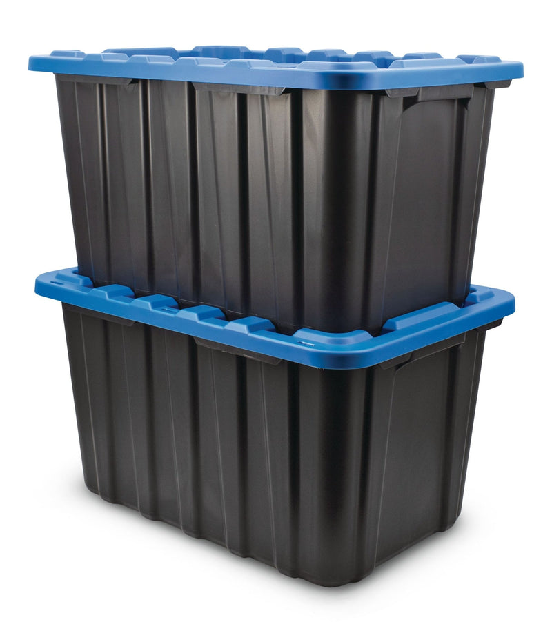 Mastercraft Heavy Duty Plastic Storage Box Container, 102-L, Black, 2-pk C0