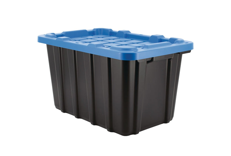 Mastercraft Heavy Duty Stackable Storage Box with Lid, 45-L, Black/Blue U1