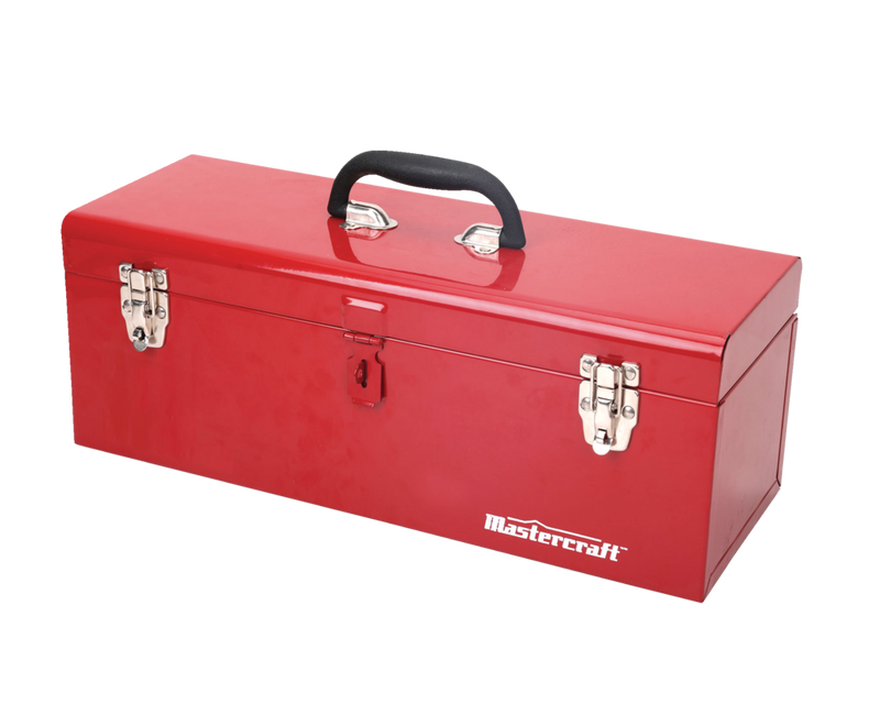 Mastercraft Portable Metal Hip Roof Tool Box with Removable Tray, 19-in, Red J4