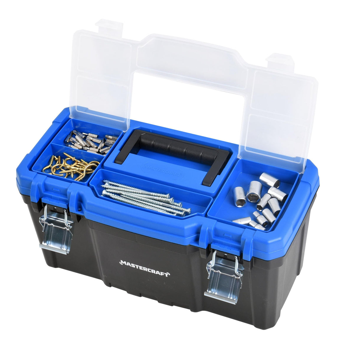 Mastercraft Portable Plastic Tool Box with Removable Tray & Tray Top, Blue, 19-in, Mastercraft Jumbo Hex Key Set/Allen Wrench Set, Metric, High...