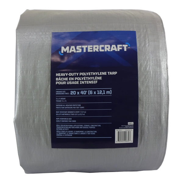 Mastercraft Premium Heavy Duty Tarp, Poly, Waterproof, 20-ft x 40-ft A5