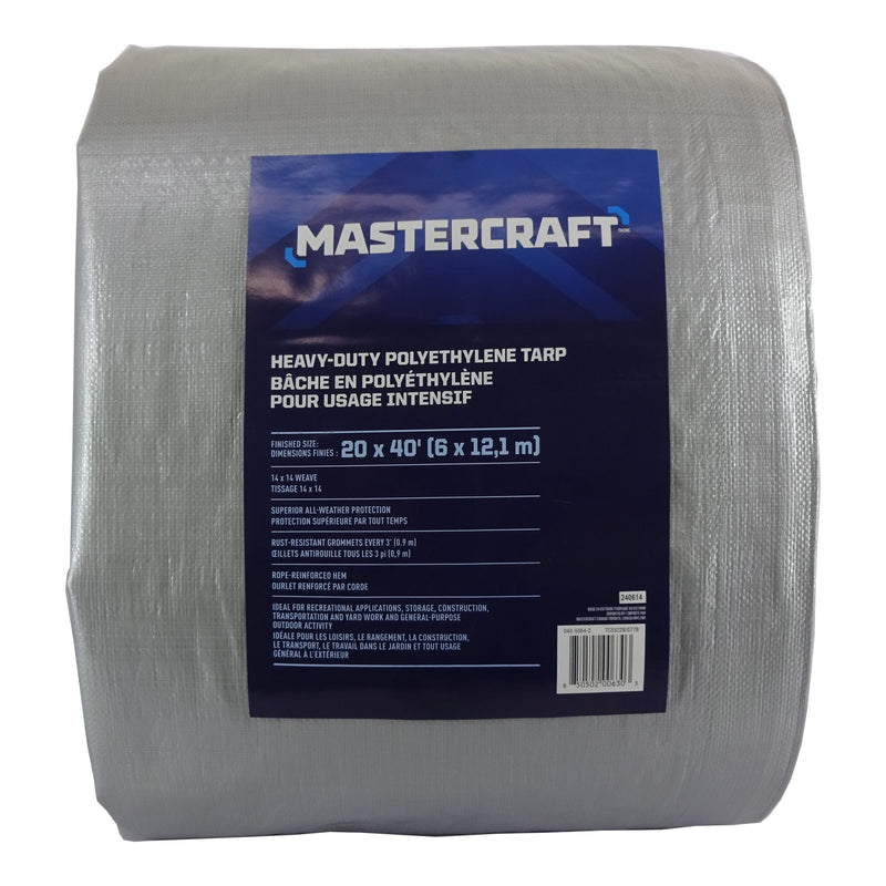 Mastercraft Premium Heavy Duty Tarp, Poly, Waterproof, 20-ft x 40-ft A5