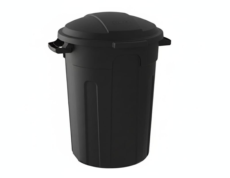 Mastercraft Resin Circular Outdoor Garbage Can with Lid, Black, 121-L D7