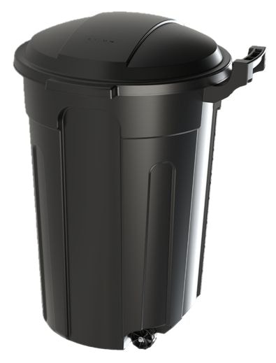 Mastercraft Resin Circular Wheeled Outdoor Garbage Can with Lid, Black, 121-L A4