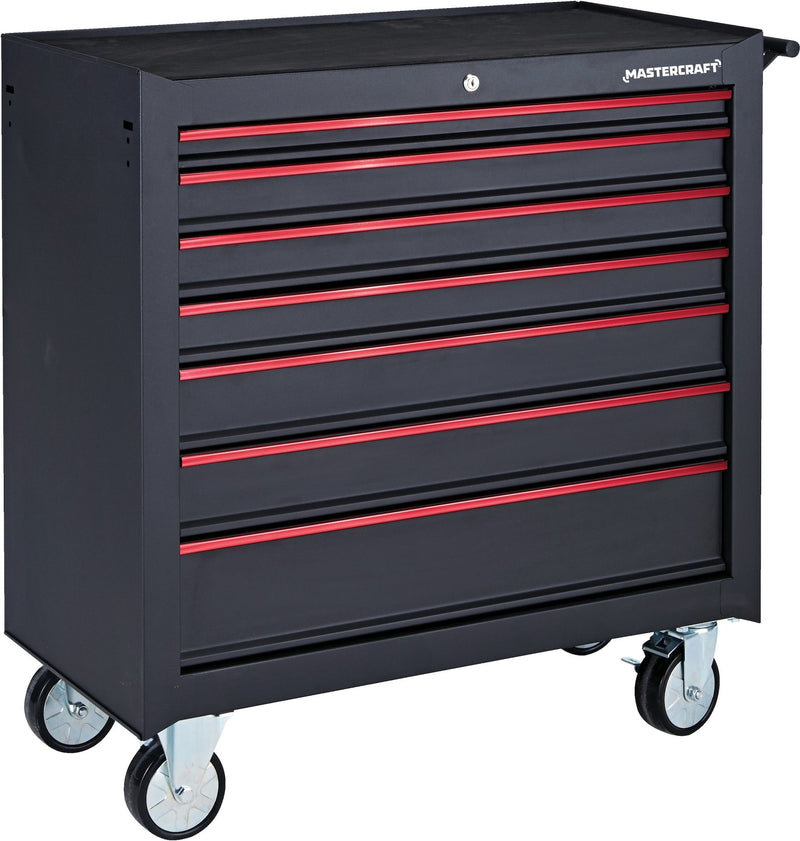 Mastercraft Rolling Tool Storage Cabinet with 7 Drawers, Black, 36-in E7