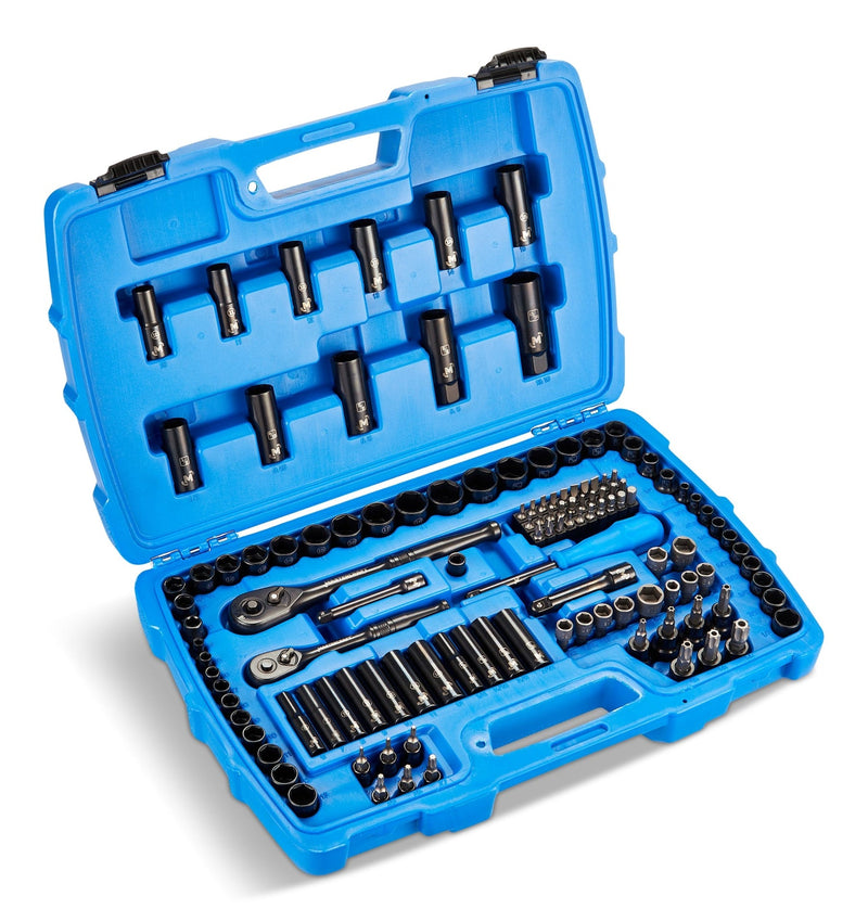 Mastercraft Socket Set, 122-pc, SAE/Metric, CRV, Black Steel Finish I8
