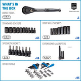 Mastercraft Socket Set, 229-pc, SAE / Metric, CRV, Black Steel Finish