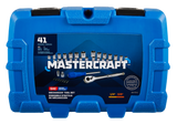 Mastercraft Socket Set, SAE / Metric, CRV, Nickel-Chrome Plating, 41-pc