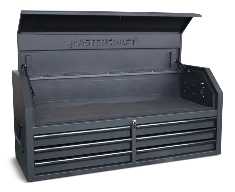 Mastercraft Tool Chest with 6 Drawers, Power Bar with USB, Black, 52-in F8