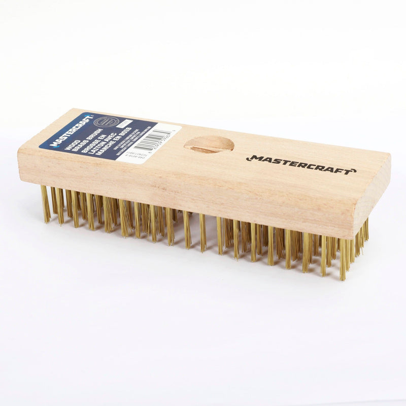 Mastercraft Wood & Brass Wire Block Brush Cleans/Removes Paint, Rust & Dirt From Metal V5