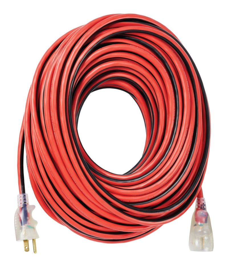 MAXIMUM 100-ft 14/3 Outdoor Extension Cord with Grounded Outlet, Lighted End and Locking Connector, Hi-Visibility U0