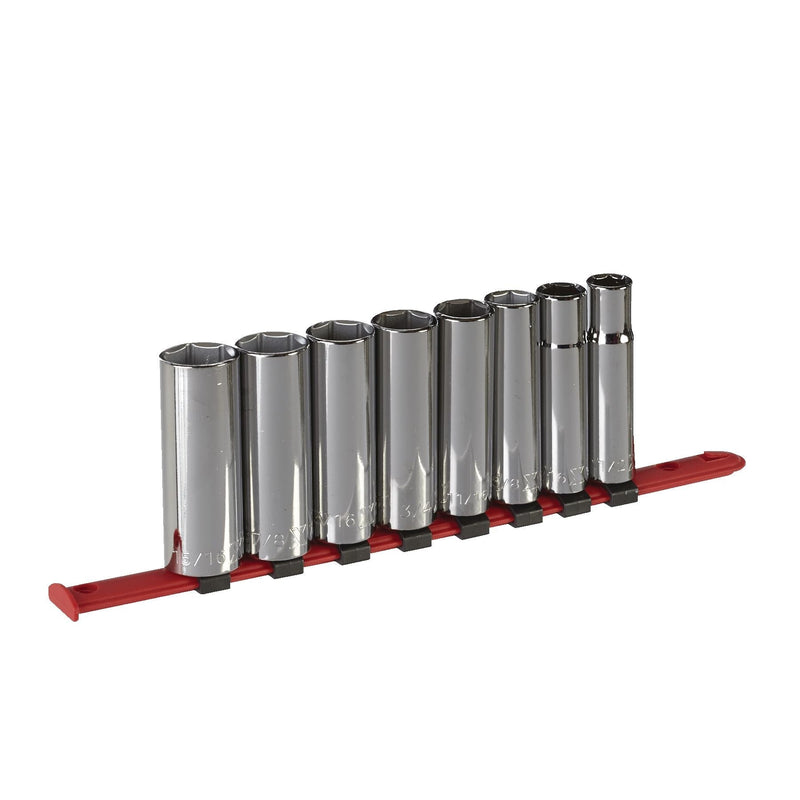 MAXIMUM 1/2-in Drive 6 Pt. Deep Socket Set, SAE, Nickel-Chrome Plating, 8-pc H0