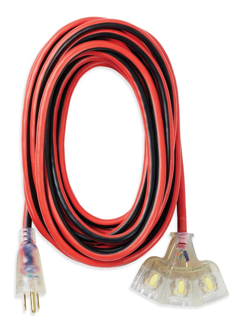 MAXIMUM 25-ft 14/3 Outdoor Extension Cord with 3 Grounded Outlets, Lighted End and Locking Connector, Hi-Visibility I4