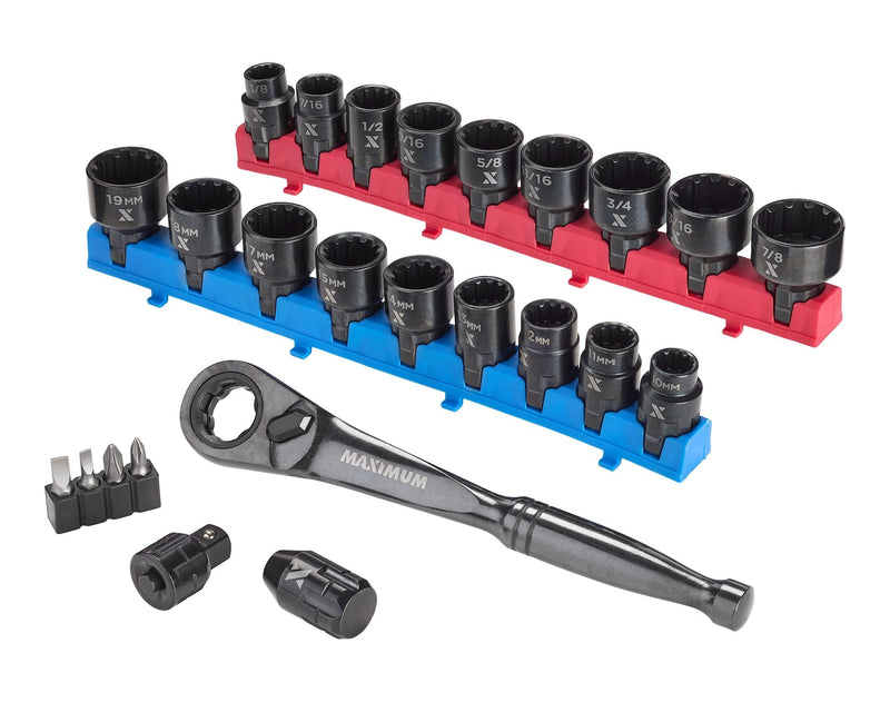 MAXIMUM 25 Piece 3/8" Drive Pass-Thru Socket Set S4