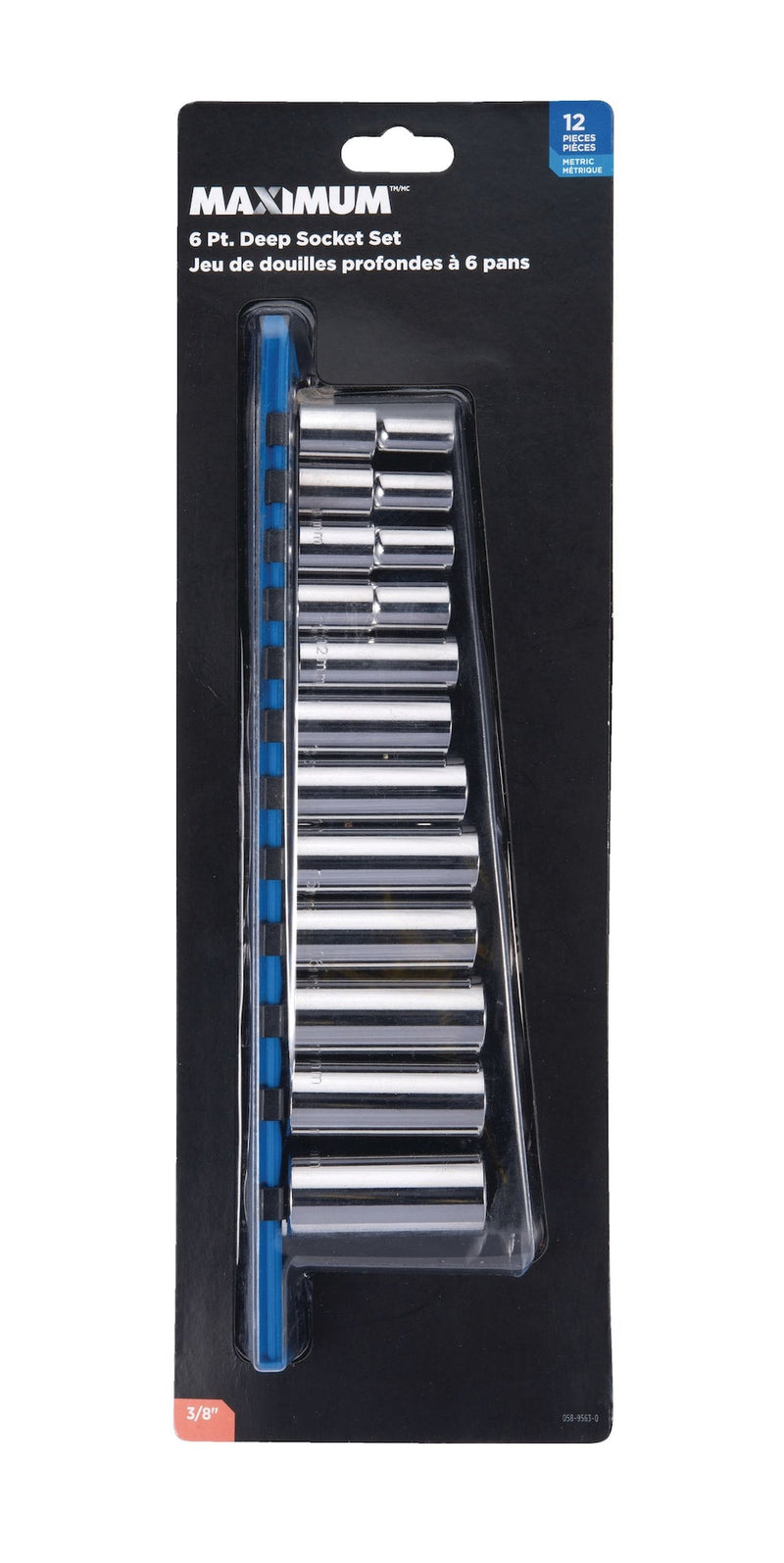 MAXIMUM 3/8-in Drive Deep Socket Set 12-pc, Metric, CRV, Nickel-Chrome Plating H8