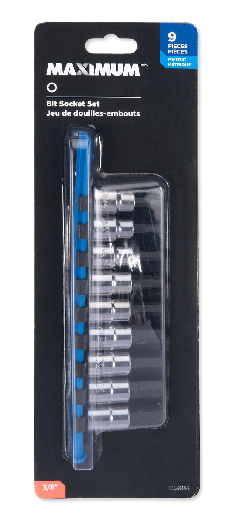 MAXIMUM 3/8-in Drive Hex Bit Socket Set, Chrome-Plated, 9-pc, Metric W6