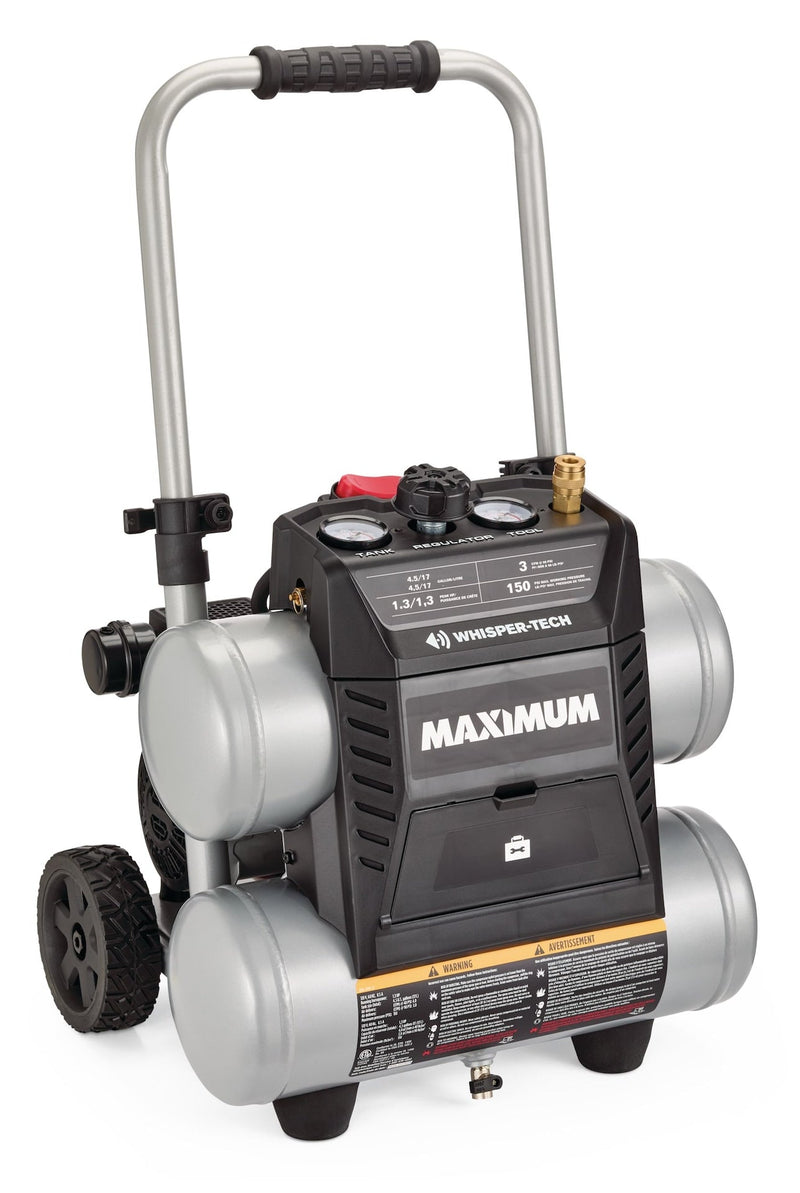 MAXIMUM 4.5-Gallon Quiet Air Compressor, 150 PSI, 1.3 HP F0