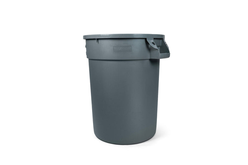 MAXIMUM Commercial Circular Outdoor Garbage Can with Lid, Grey P0