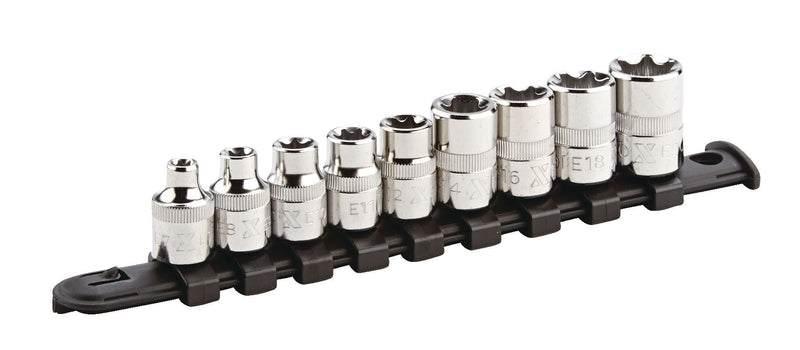 MAXIMUM E-Torx Bit Socket Set, Chrome-Plated, 9-pc M1