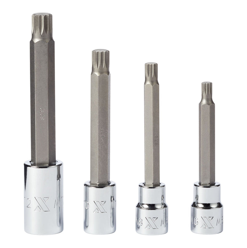 MAXIMUM Extra Long Shank Triple Square Bit Socket Set, 4-pc O7
