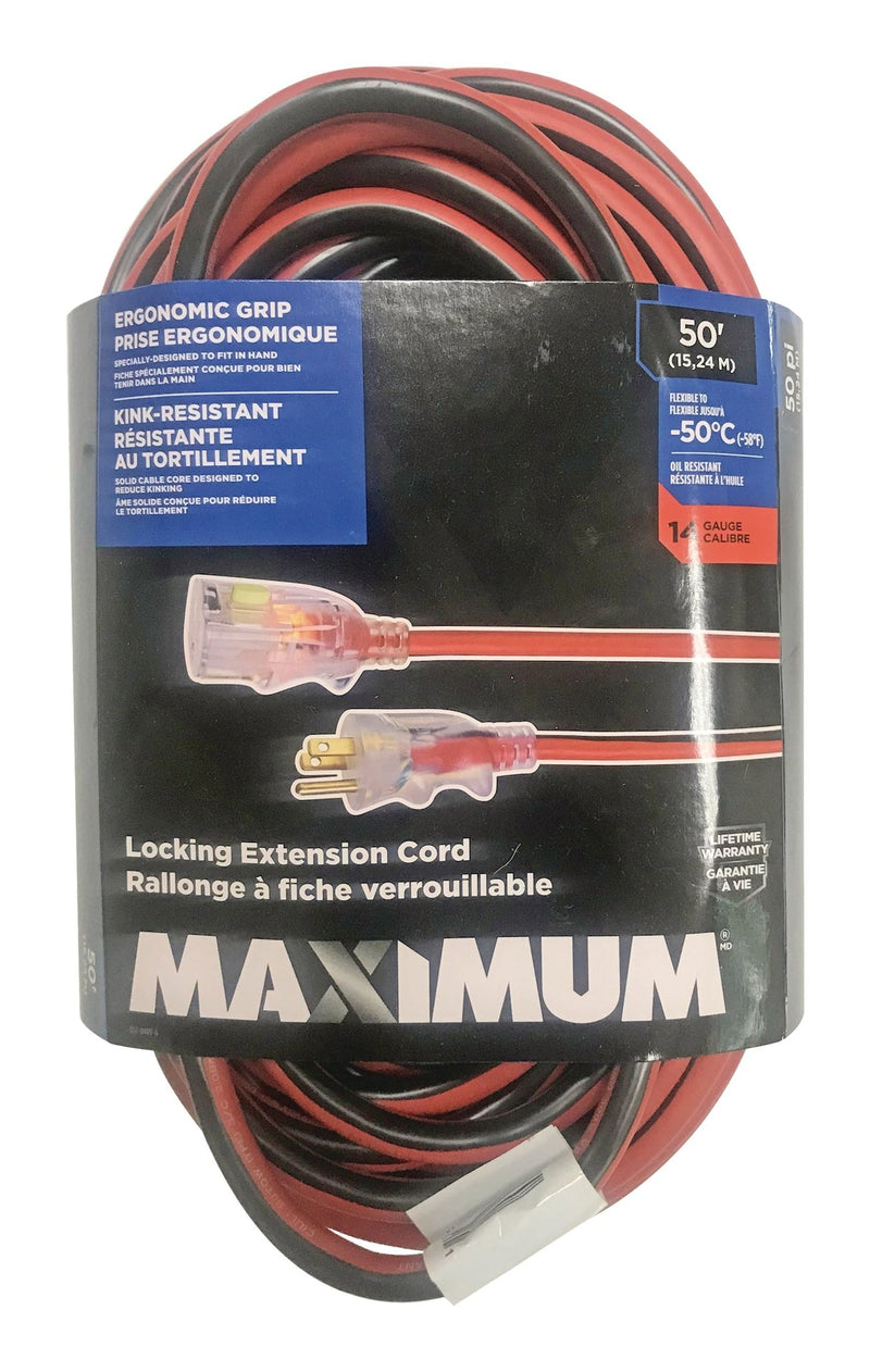 MAXIMUM Outdoor Extension Cord with Power Indicator Light, 50-ft J4