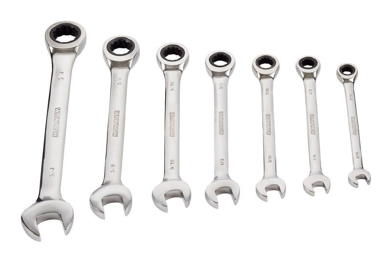 MAXIMUM Ratcheting Wrench Set, SAE, Nickel-Chrome Plating, 7-pc K8