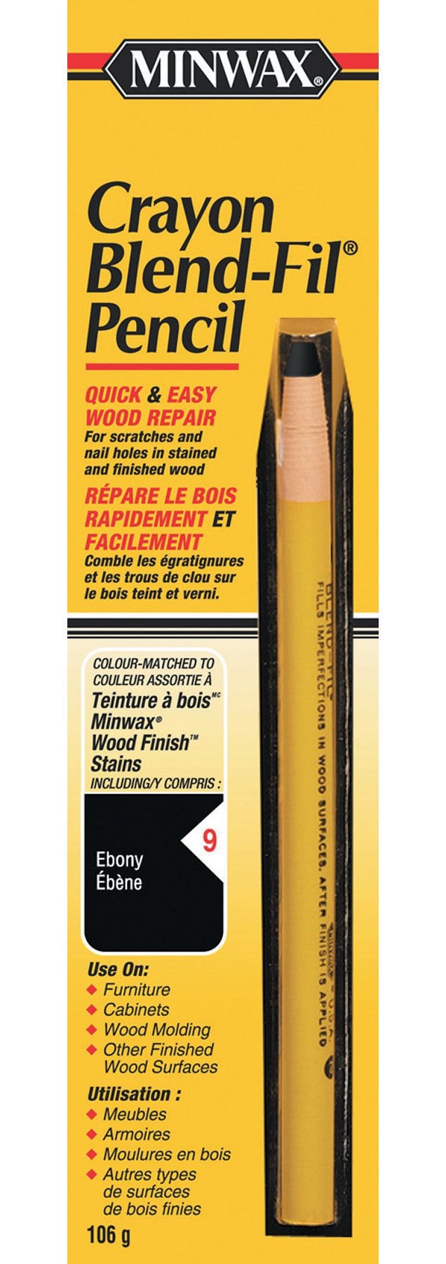 Minwax Crayon Blend-Fil Wood Pencil, Ebony N8