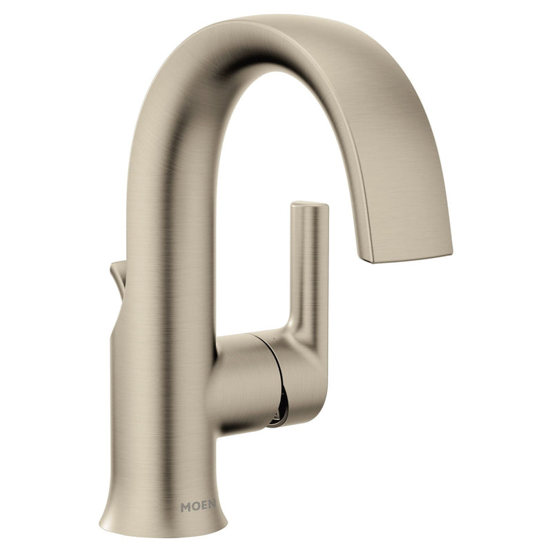 Moen Doux Single Handle Single Hole Bathroom Sink Faucet, WaterSense Certified, Brushed Nickel P1