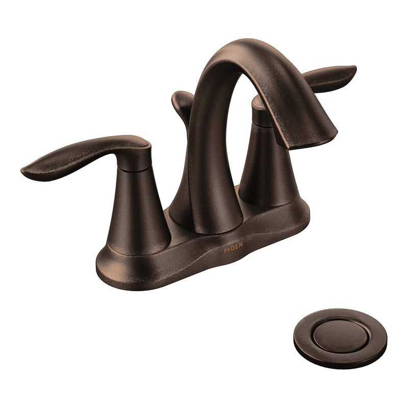 Moen Eva Double Handle High Arc 4-in Centerset Bathroom Sink Faucet, WaterSense Certified, Oil Rubbed Bronze W7