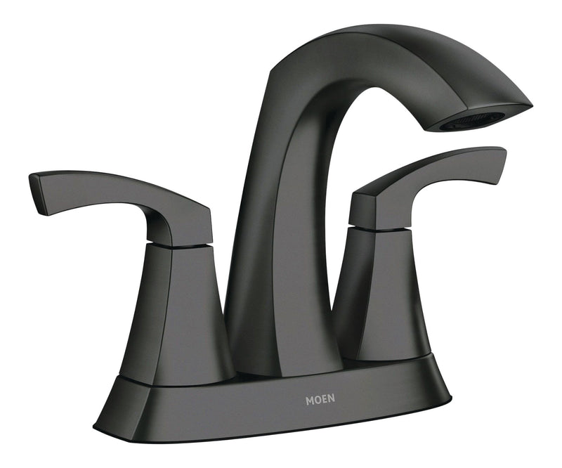 Moen Lindor Double Handle Bathroom Faucet, Meets EPA WaterSense Criteria, Matte Black W7