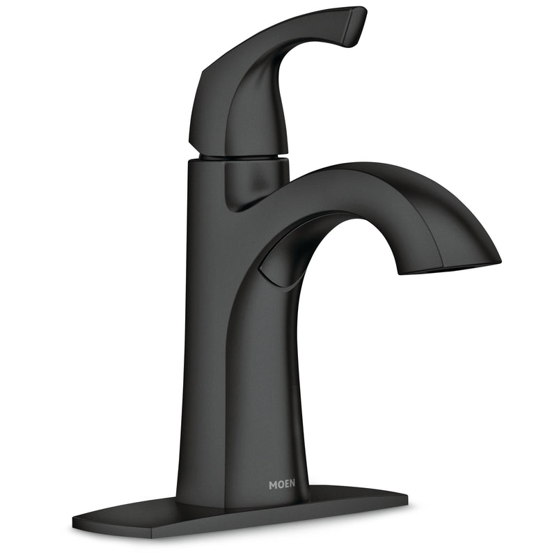 Moen Lindor Single Handle Bathroom Faucet, Meets EPA WaterSense Criteria, Matte Black R8