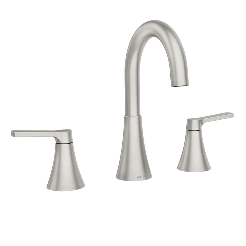 Moen Mikah Double Handle Widespread Bathroom Faucet, Spot Resist Brushed Nickel Q0